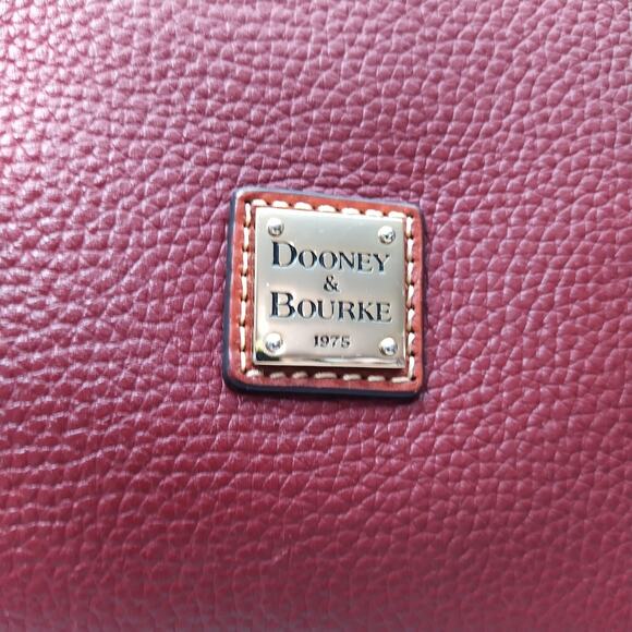 Dooney & Bourke Red Pebbled Leather Double Handles Zipper Tote Bag - Picture 4 of 16